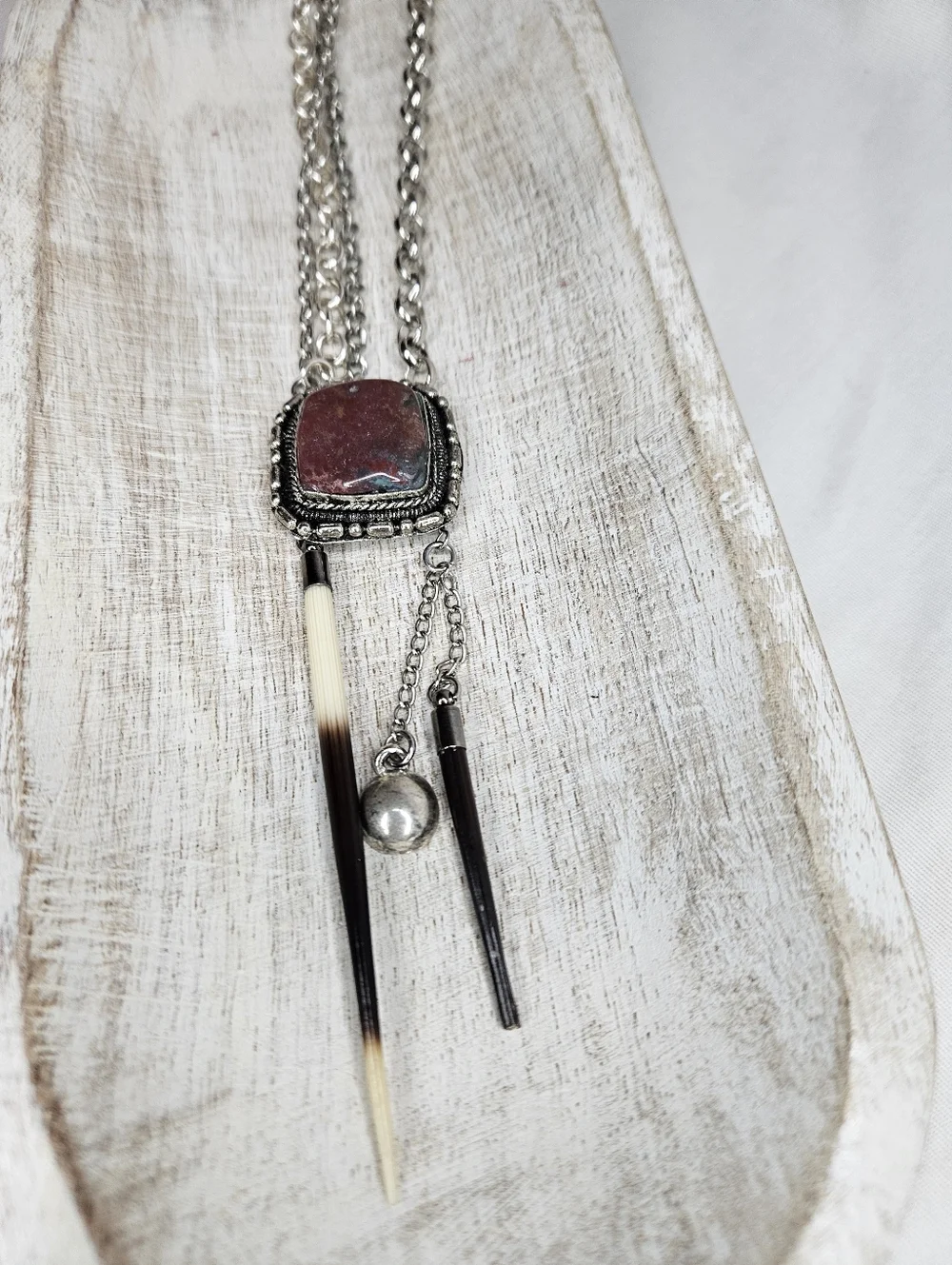 Untamed Relics Bloodstone Talisman No. 02 OOAK Quill Necklace